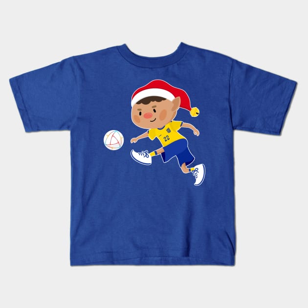 Ecuador football Christmas elf. Football World Cup soccer Kids T-Shirt by abtchlr